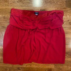 Red strapless top - Torrid (beads, ruching)